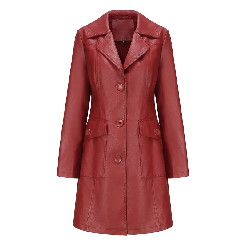 0C 416M39 Pallas Ropa de cuero de cuero para mujeres europeo y americano de manga de manga larga Flip Batk Bath Batked Smin Brea