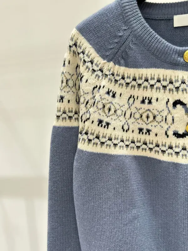 2024 Nuevas cartas de invierno de otoño diseñador de tejido de tejido Cops ropa 100% de lana Cárdigan casero
