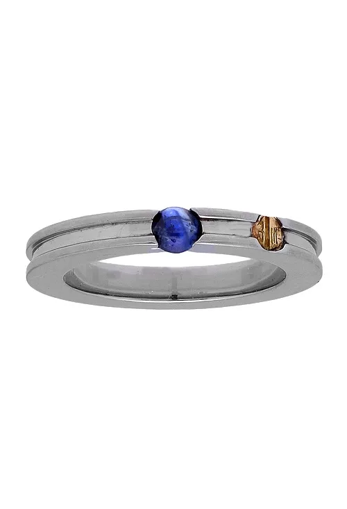 ANILLO DE ACERO Y ORO CON ZAFIRO 142_03651Z