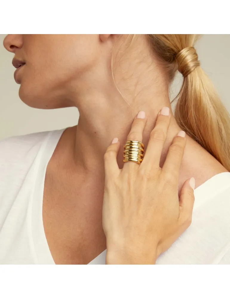 Anillo Tornado Uno de 50 Dorado Mujer