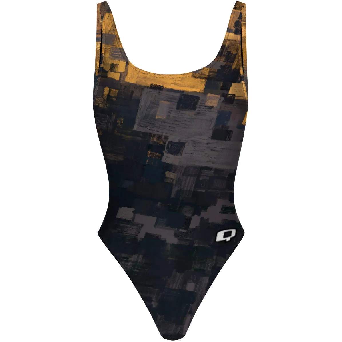 BLACK GOLD  HIGH HIP ONE PIECE SWIMSUIT