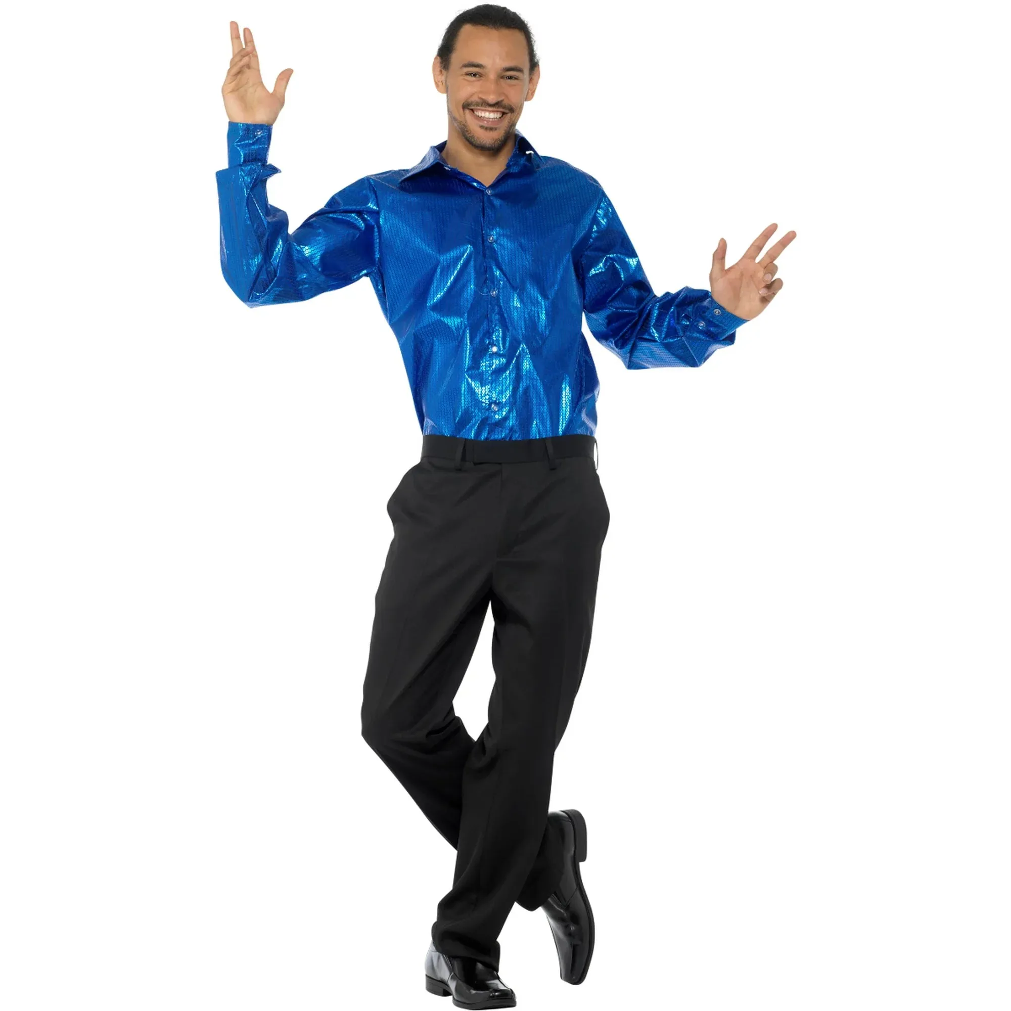 Blue Sequin 70S Disco Shirt mens Costume