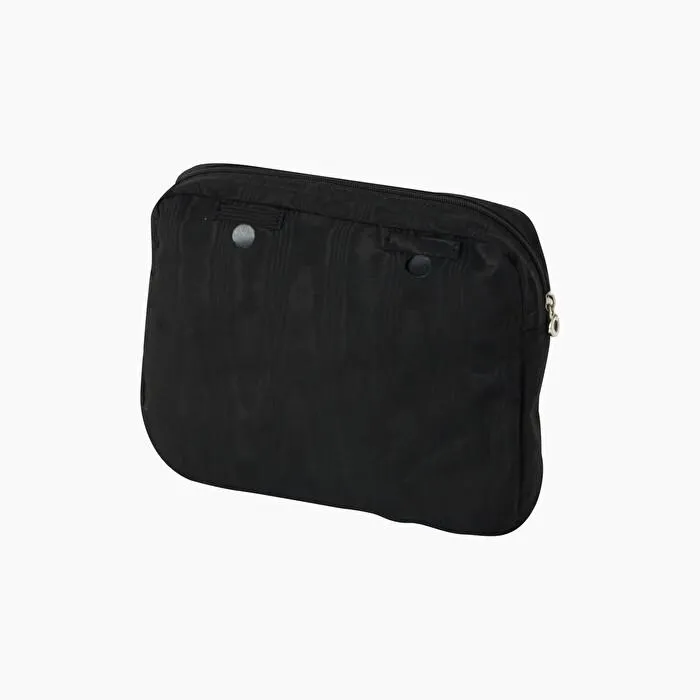 Bolsa interna y lazos tejido moiré negro O bag reverse