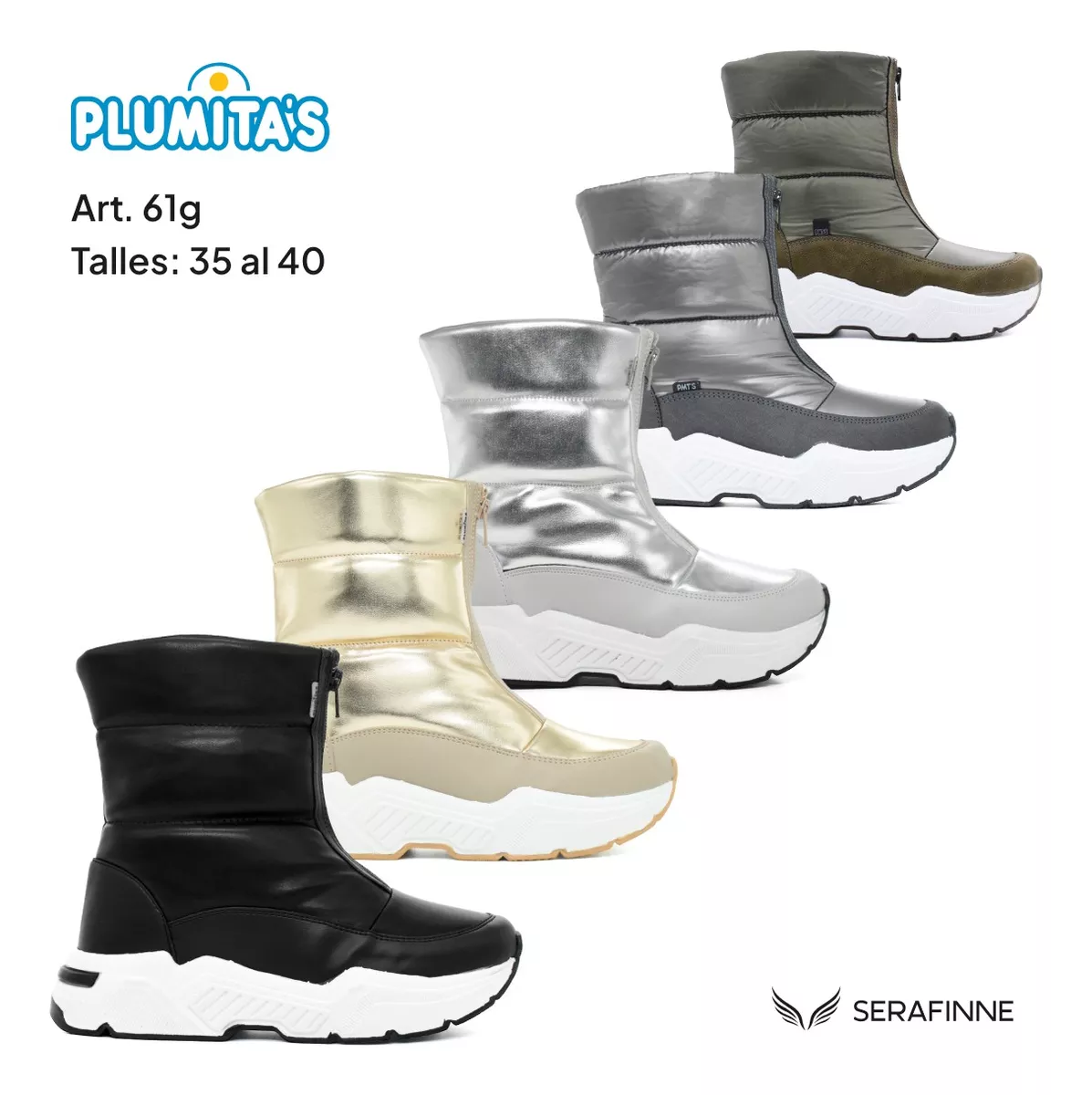 Botas Mujer Niños Pre Sky Nieve Lluvia Impermeable Plumitas 