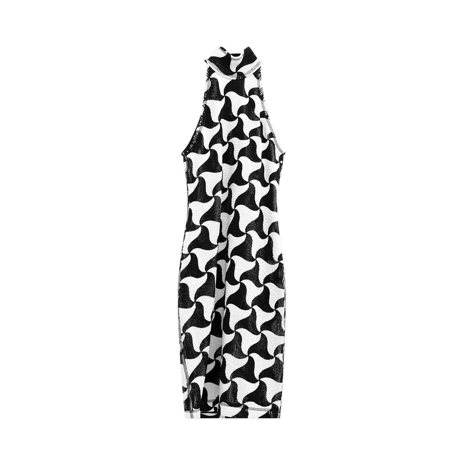 Bottega Veneta Crinkled Wavy Triangle Print Dress
