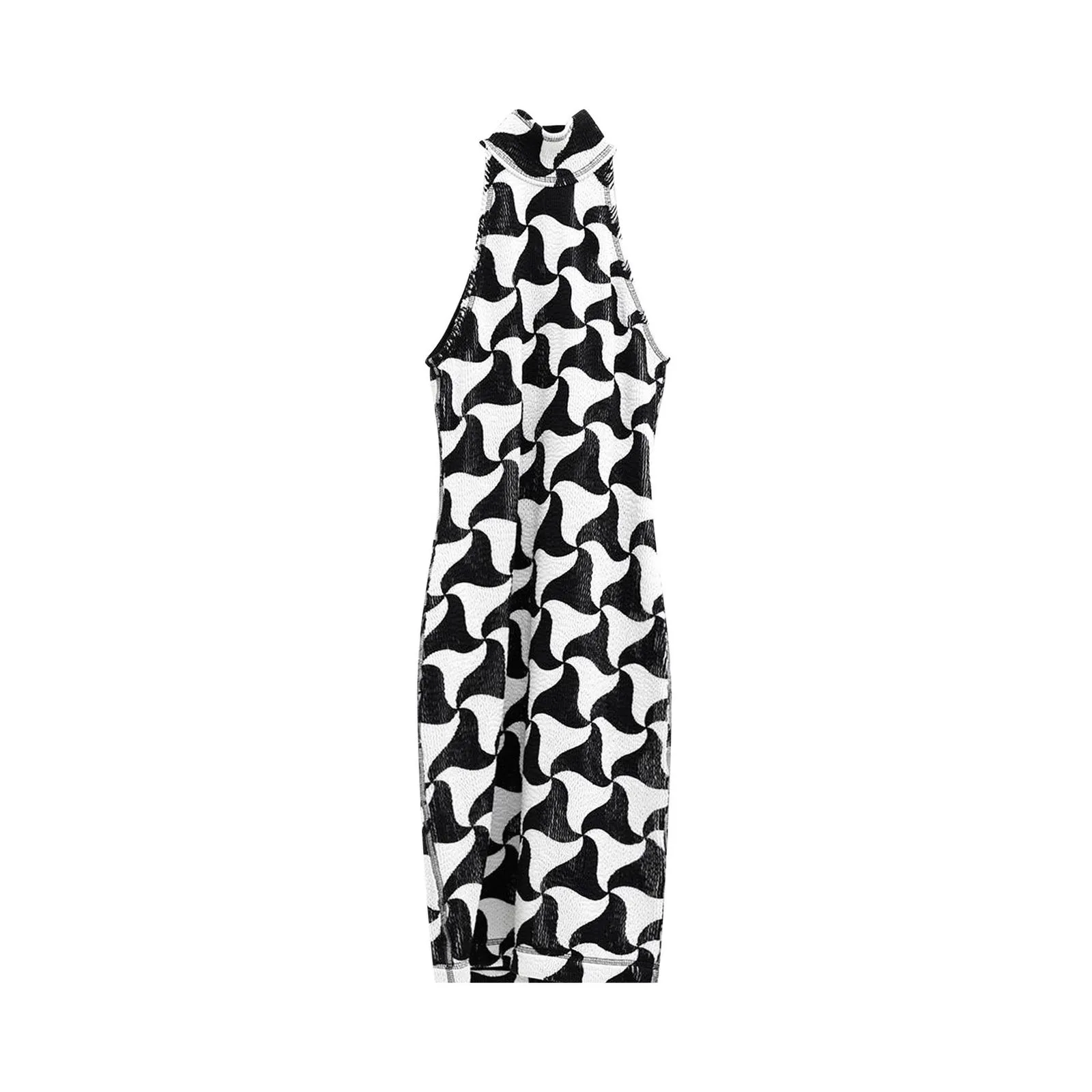 Bottega Veneta Crinkled Wavy Triangle Print Dress