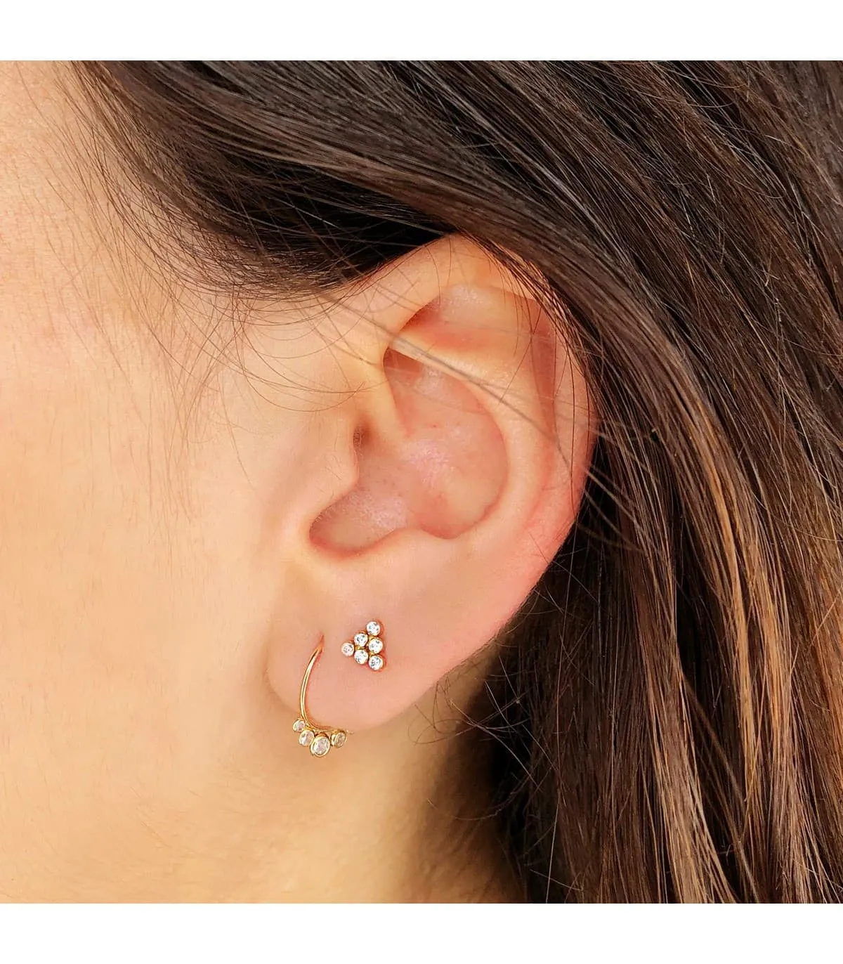 Boucle d'oreille piercing Or Jaune 18K Triangle