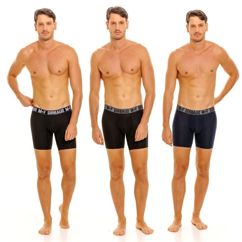 BOXER TRIPACK NEGRO/AZUL ALGODóNLICRA PARA HOMBRE GIRBAUD