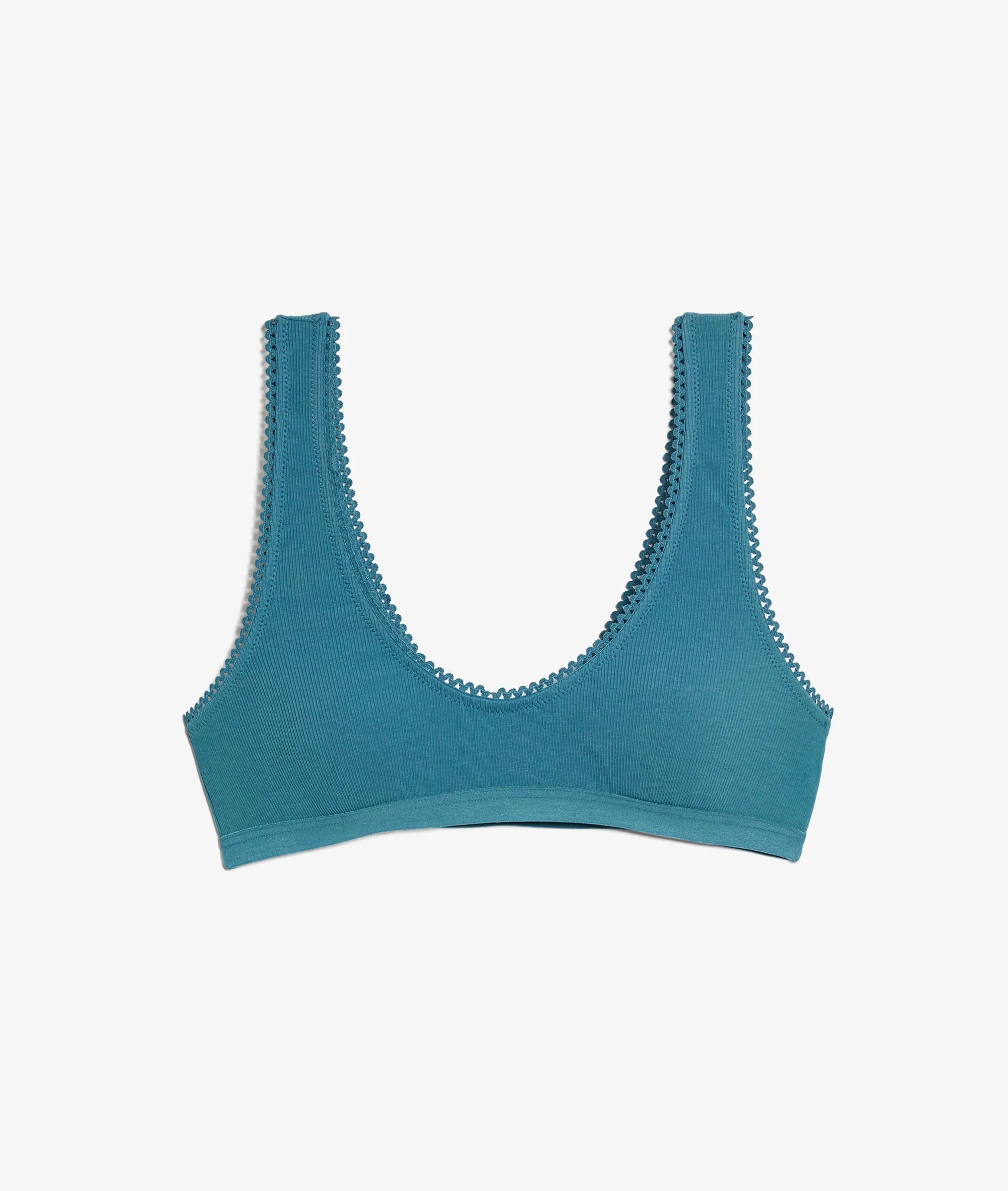 BRASSIèRE TRIANGLE EN COTON DOUCE BLEU PETROLE  ETAM