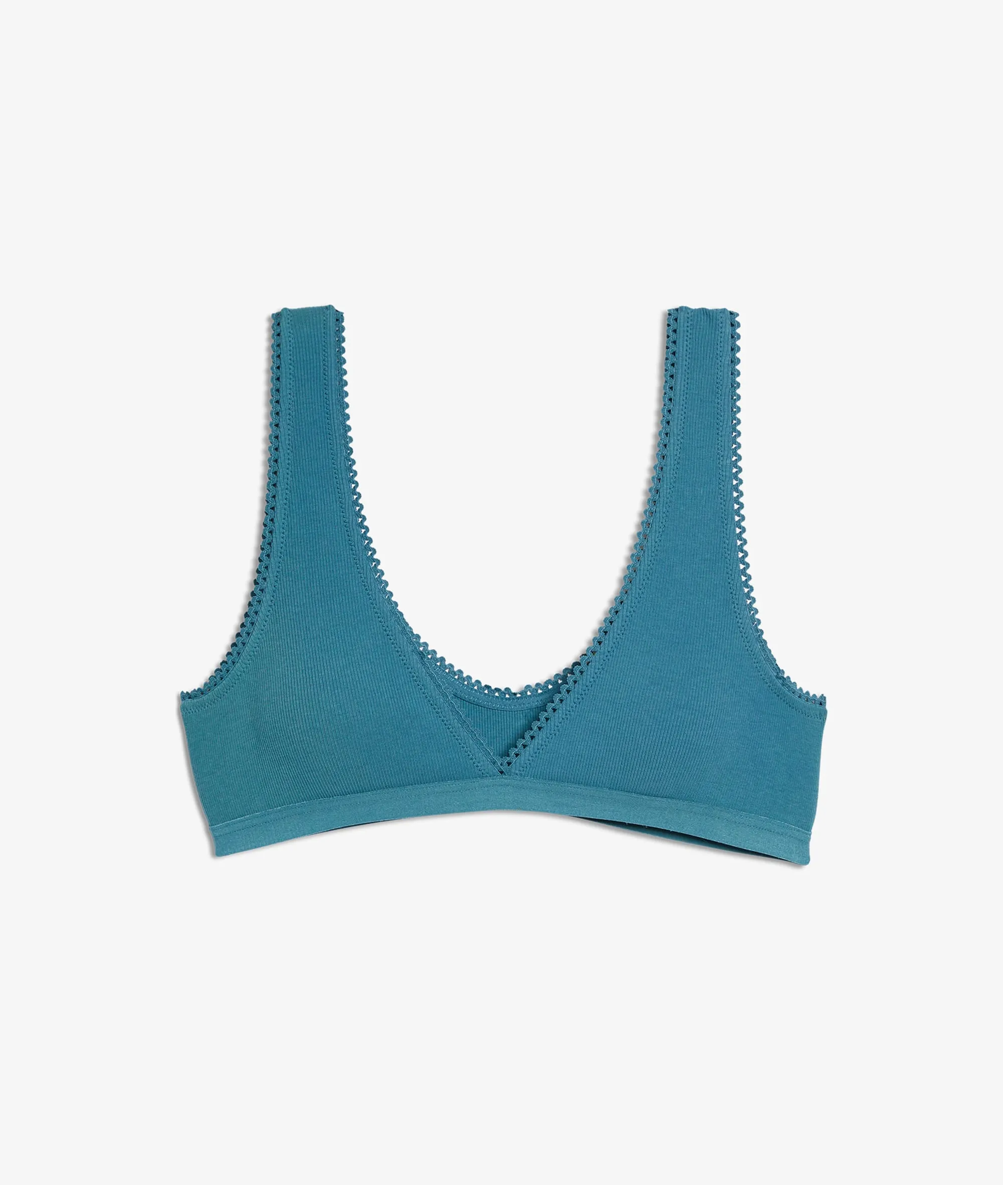 BRASSIèRE TRIANGLE EN COTON DOUCE BLEU PETROLE  ETAM