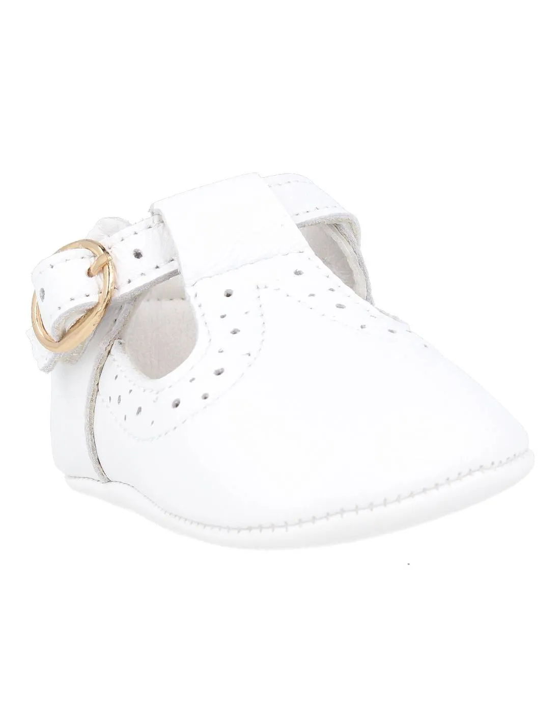 BUBBLE KIDS  ZAPATO BEBé PIEL PEPITO BLANCO