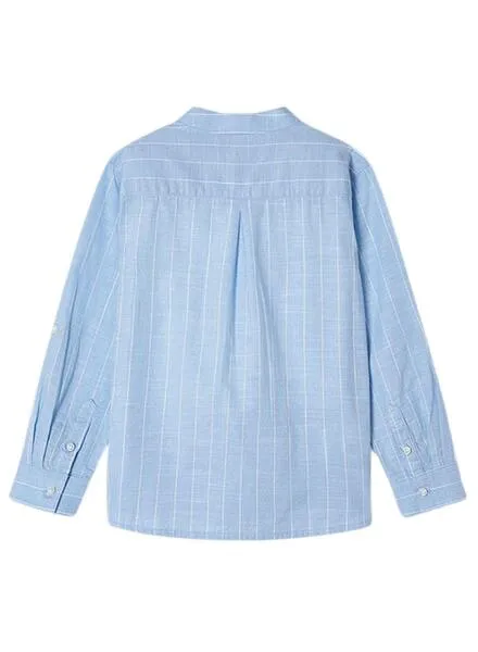 Camisa Mayoral Cuello Mao Rayas Celeste Para Niño