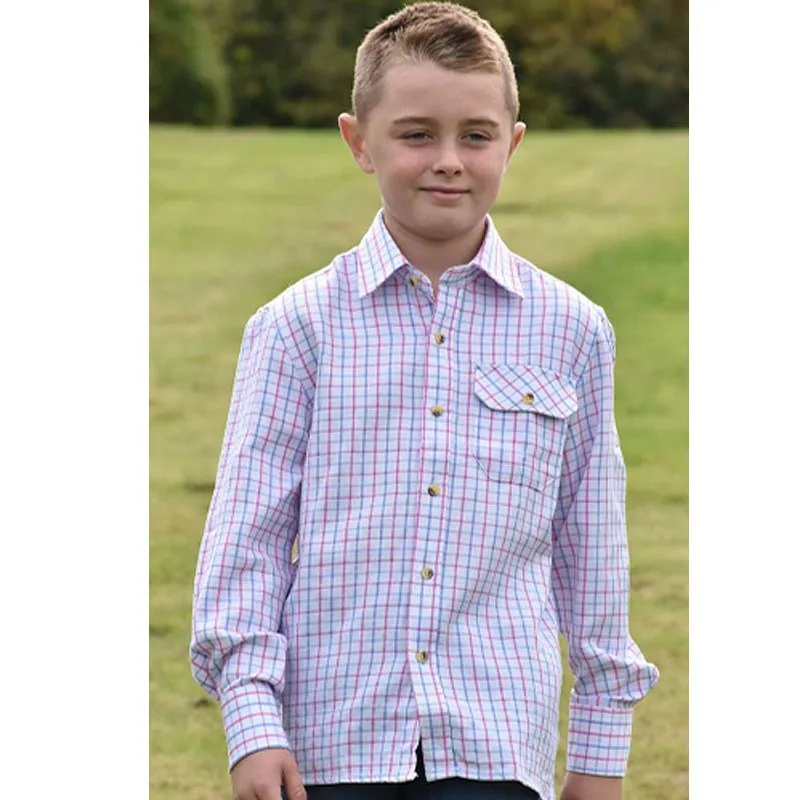 Camisa Oxford Blue Perry para niño y niña manga larga Pink/Blue
