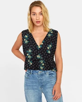 Camisa RVCA TOP  tirantes para mujer EASTERN Black Ref. S3TPRO negra flores