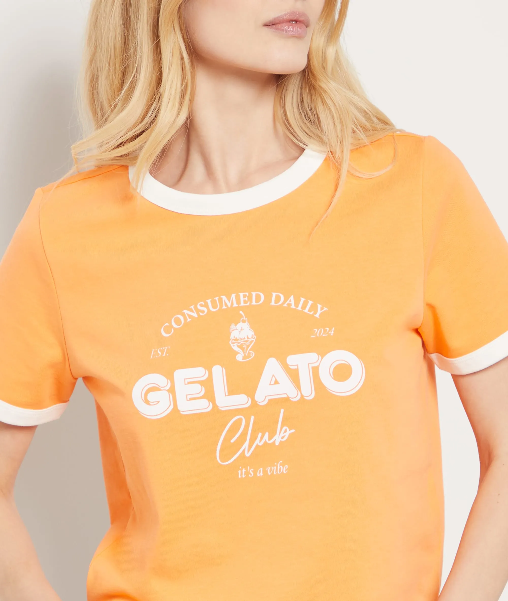 CAMISETA DE ALGODóN ESTAMPADO 'GELATO' BARI JAUNE ACIDULE  ETAM