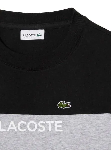 Camiseta Lacoste Color Block Gris Para Niño Niña