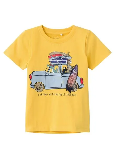 Camiseta Name It Freddis Amarillo Para Niño