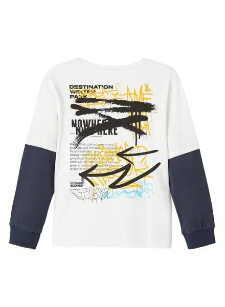 Camiseta Name It Omsan Beige Para Niño
