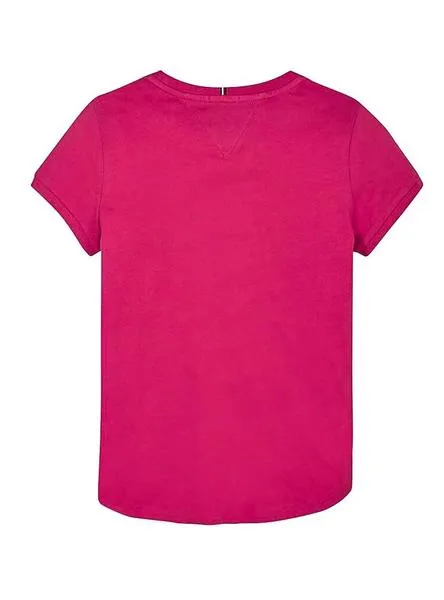 camiseta tommy hilfiger foil rosa para niña