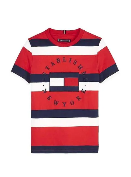 camiseta tommy hilfiger stripes rojo para niño