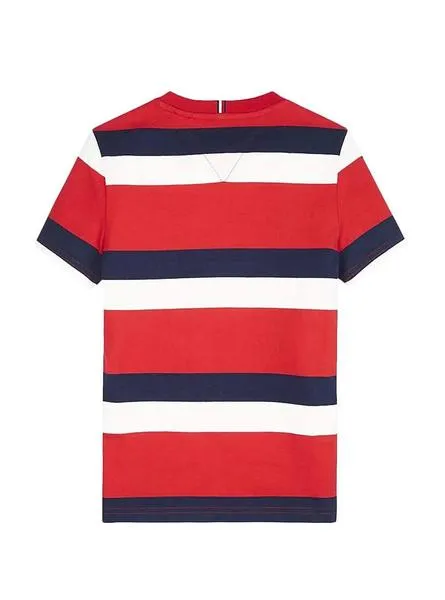 camiseta tommy hilfiger stripes rojo para niño