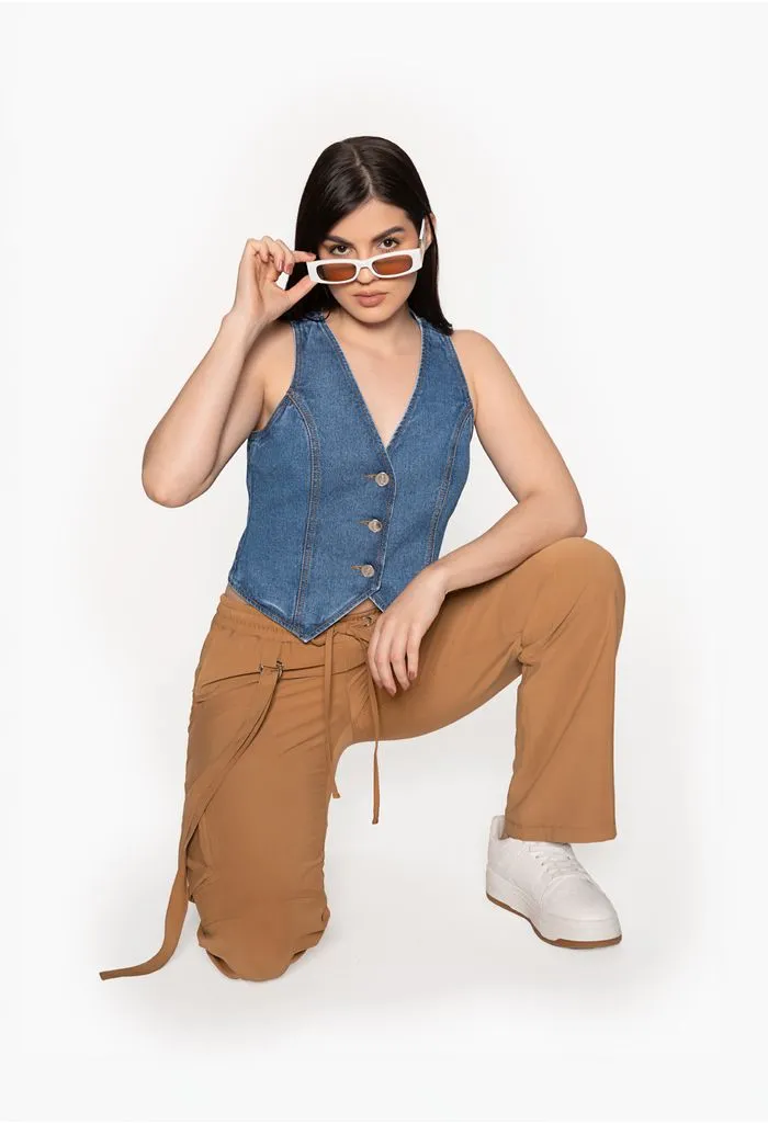Chaleco para dama en denim