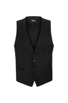 Chaleco slim fit en sarga de lana virgen
