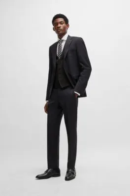 Chaleco slim fit en sarga de lana virgen