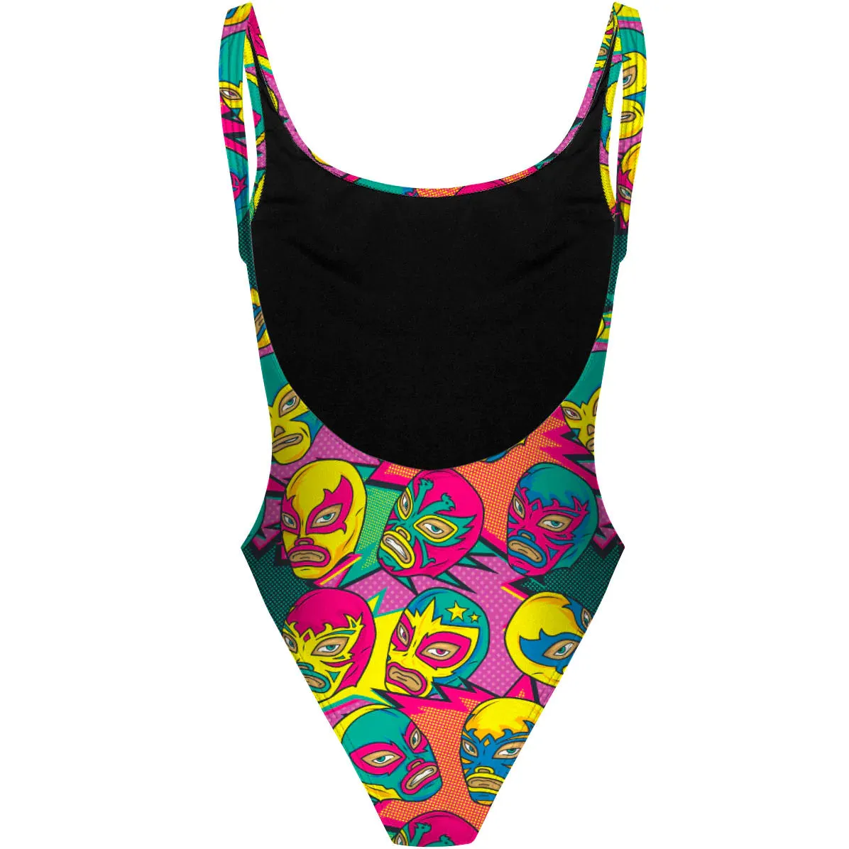COMIC WRESTLING MASKS  HIGH HIP ONE PIECE SWIMSUIT