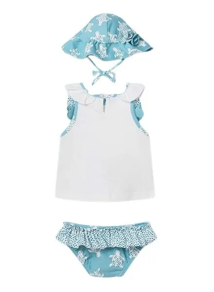 Conjunto Mayoral Baño Gorro Azul Para Bebé