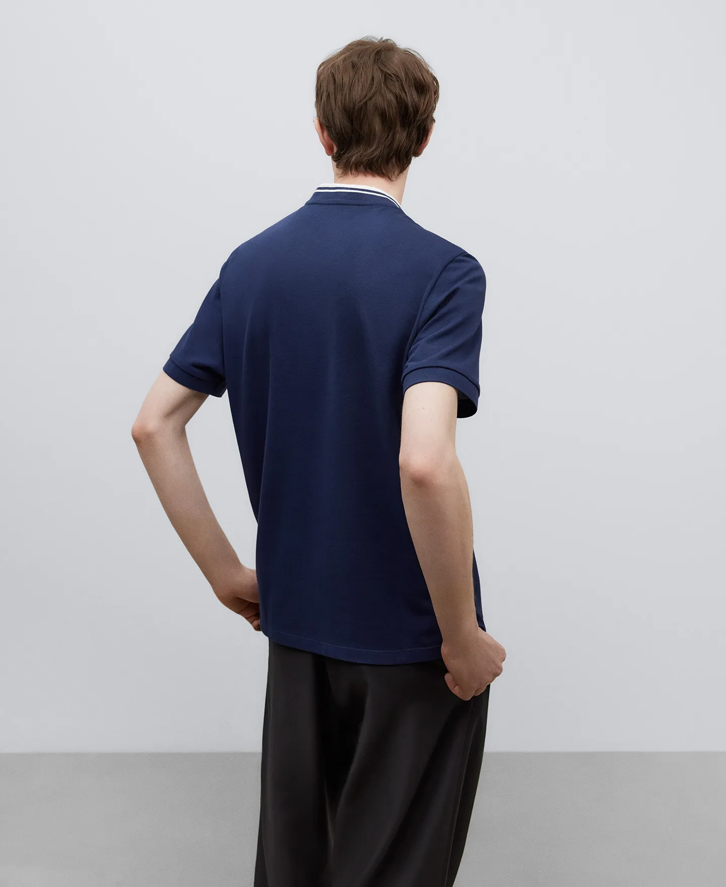 Cotton bomber collar polo shirt man