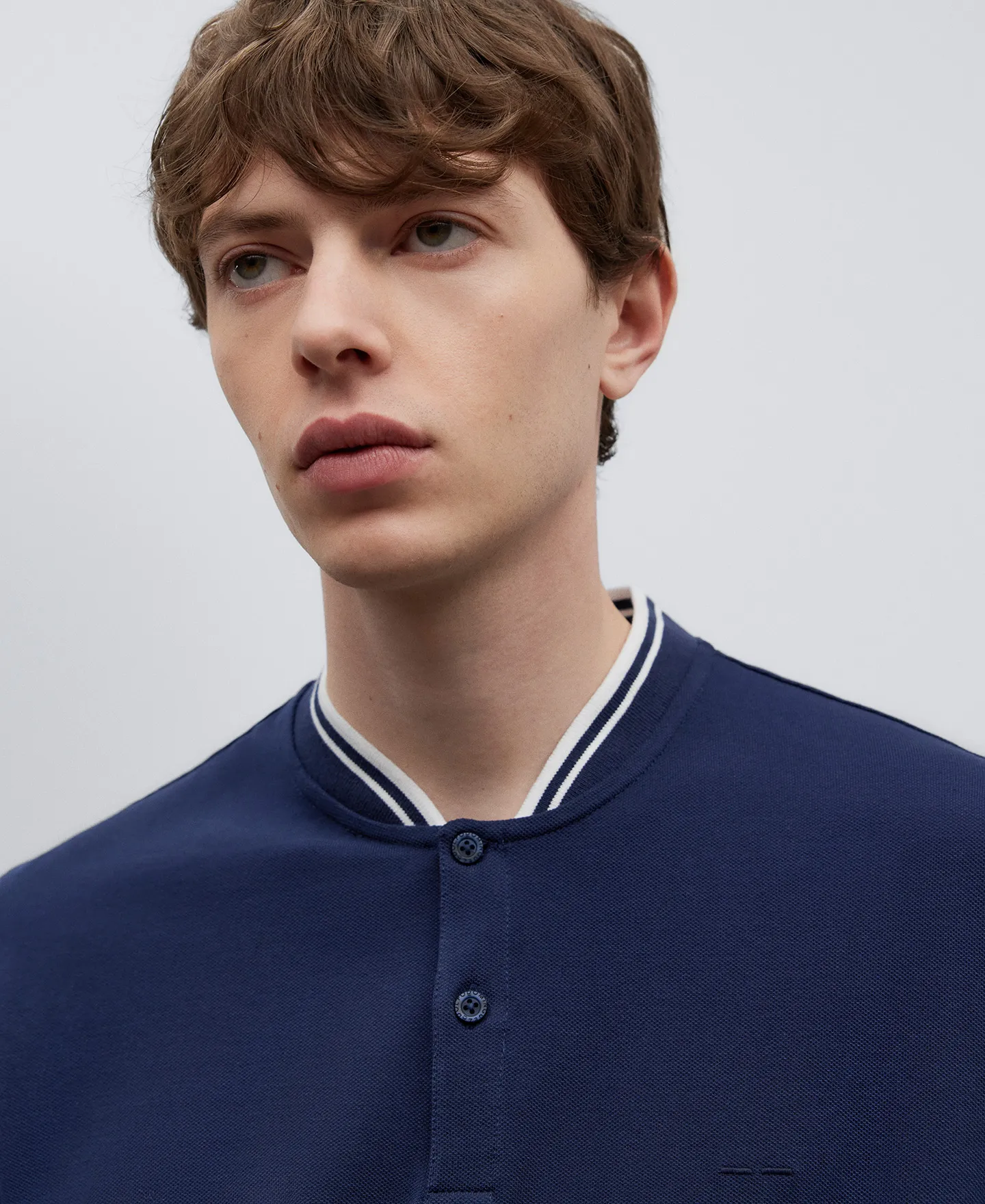 Cotton bomber collar polo shirt man