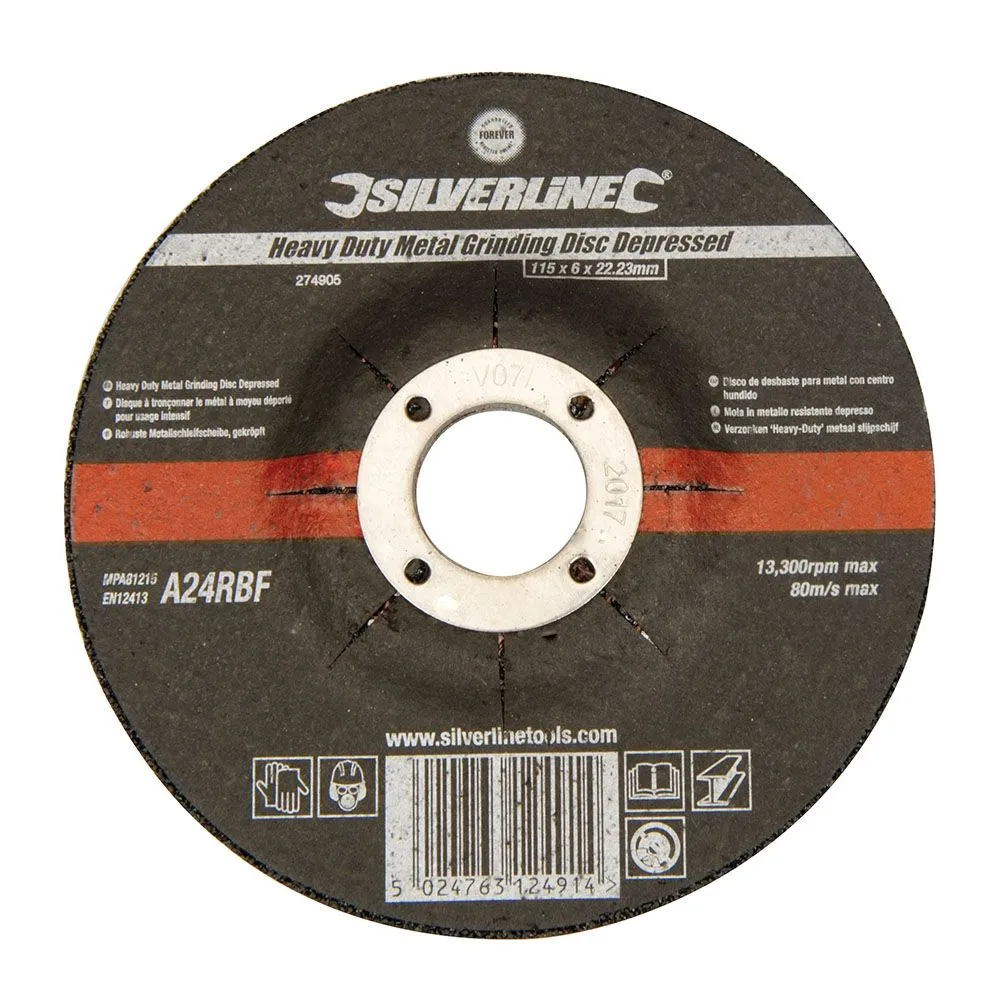 Disco de desbaste para metales con centro hundido Ø115 x 6 mm. Reforzado