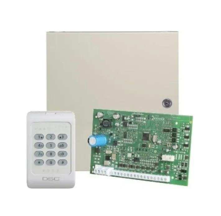 DSC POWERSERIES KIT041WENG KIT DE ALARMA DE 4 ZONAS CON CAJA METáLICA Y TECLADO PC1404RKZ