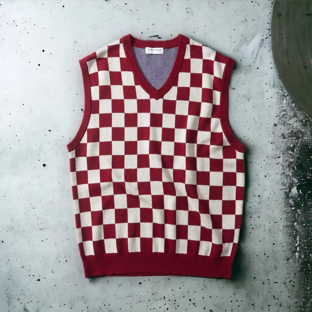 Edmmond – Chaleco de punto Checkboard vest Vanilla