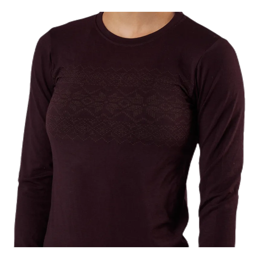 ENDURANCE YALIA SEAMLESS WOOL PRINT LS BASELAYER PURPLE