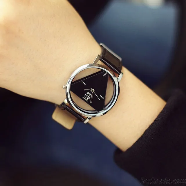 Fashion Simple Triangle Hollow Couple Transparent Students Watch
