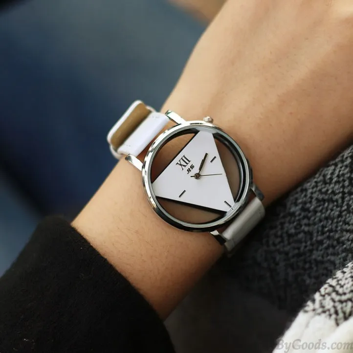 Fashion Simple Triangle Hollow Couple Transparent Students Watch