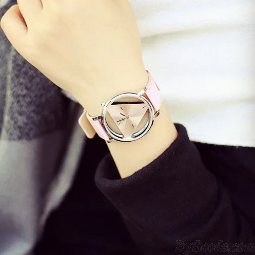 Fashion Simple Triangle Hollow Couple Transparent Students Watch