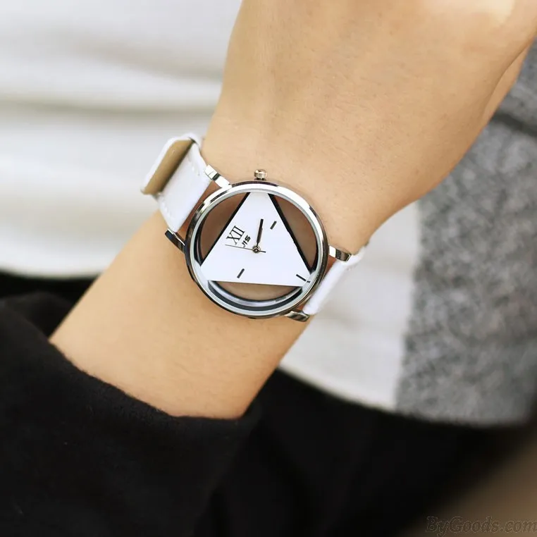 Fashion Simple Triangle Hollow Couple Transparent Students Watch