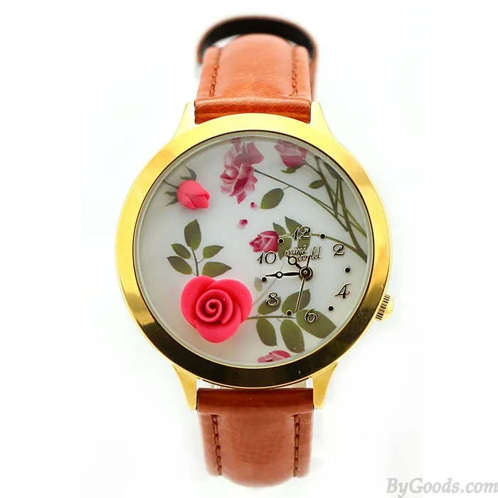 Fresh Flower Gold Edge Polymer Clay Watch