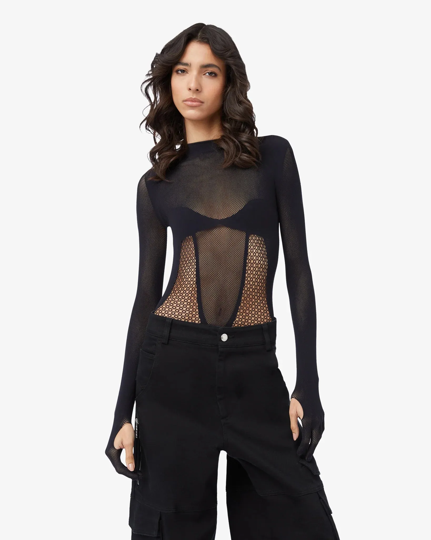 GCDS Seamless Long Sleeves Body Black