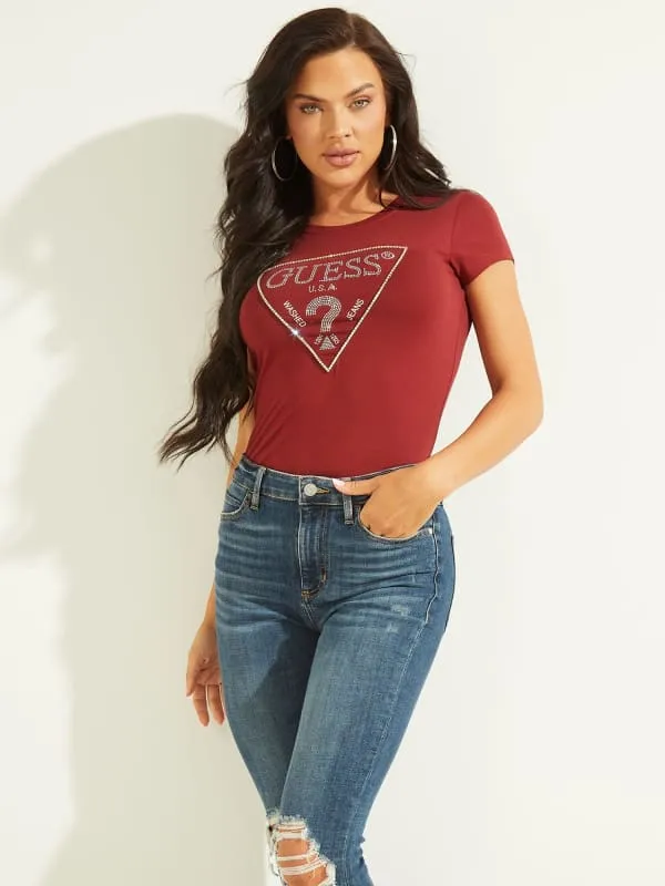 GUESS Rhinestones Triangle Logo