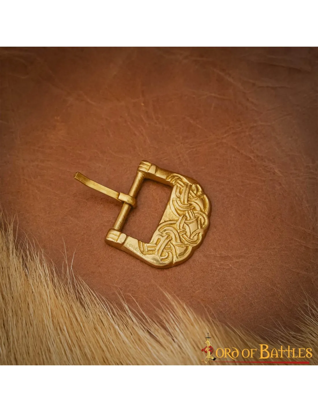 Hebilla vikinga de latón macizo con nudos celtas
