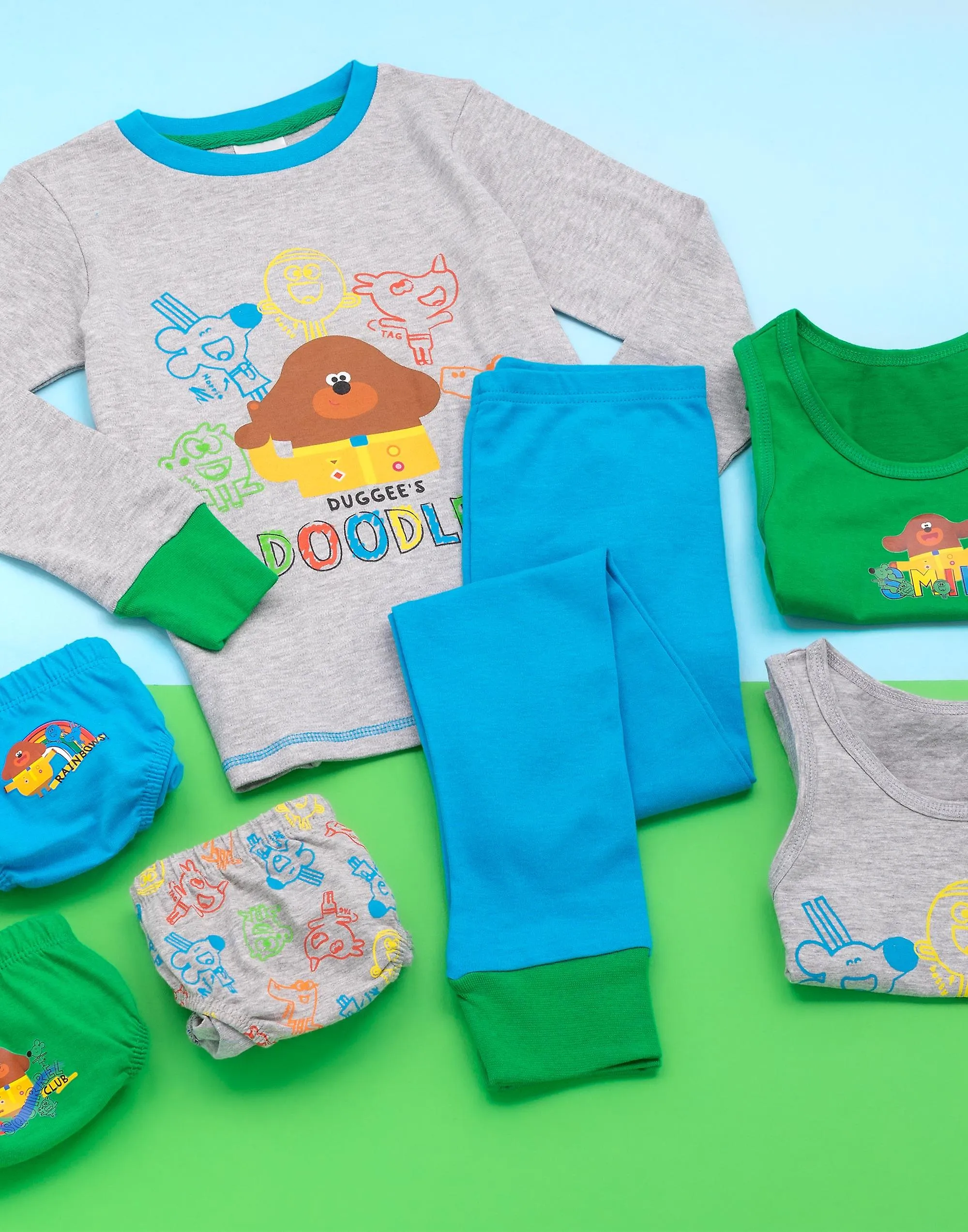 Hey Duggee Unisex Niños Manga Larga Pierna Larga Pijama Set Multicolor