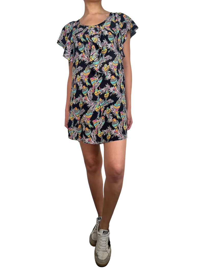 JAZMIN CHEBAR Vestido Mini Seda Pájaros