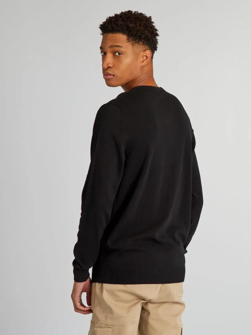 JERSEY DE PUNTO CON CUELLO DE PICO +1,90 M  NEGRO