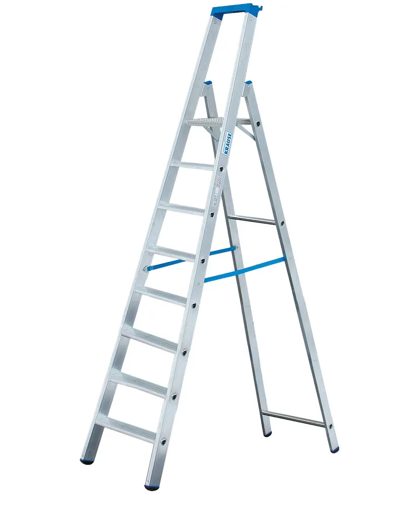 KRAUSE Escalera tijera mano aluminio, con 2 correas de seguridad, 8 escalones