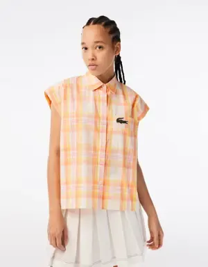 Lacoste Camisa de mujer Lacoste con estampado de cuadros