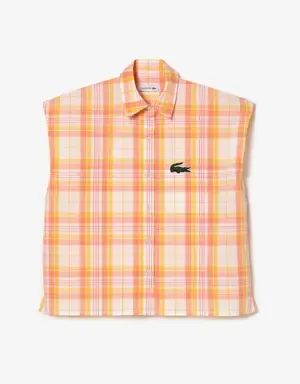 Lacoste Camisa de mujer Lacoste con estampado de cuadros